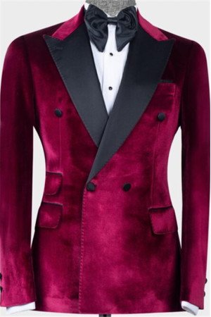 Cool Burgundy Double Breasted Peaked Lapel Fashion Men Suit Cool Burgundy Double Breasted Peaked Lapel Fashion Men Suit