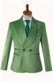 Dominic Green Velvet Shawl Lapel Double Breasted Wedding Suit for Groom