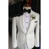 Brady White Jacquard Shawl Lapel Slim Fit One Button Wedding Suit