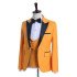 Hunter Newest Yellow Three Pieces Peaked Lapel Slim Fit Men Suits
