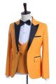 Hunter Newest Yellow Three Pieces Peaked Lapel Slim Fit Men Suits