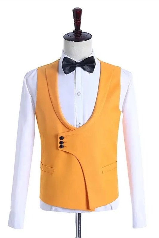 Hunter Newest Yellow Three Pieces Peaked Lapel Slim Fit Men Suits