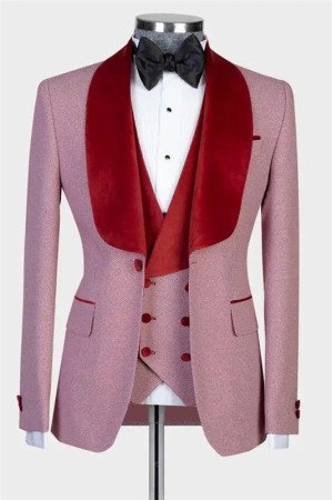 Tristan Pink Fashion Three Pieces Shawl Lapel Close Fitting Wedding Men Suits