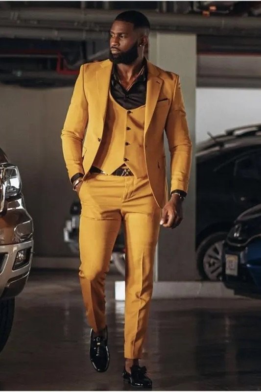 Bryan Modern Yellow Three Pieces Bespoke Best Fitted Prom Men Suits