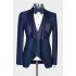Henry Navy Blue Three Pieces Slim Fit Shawl Lapel Wedding Suit for Groom