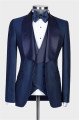 Henry Navy Blue Three Pieces Slim Fit Shawl Lapel Wedding Suit for Groom