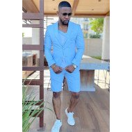 Brian Ocean Blue Chic Summer Men Suit with Short Pants Brian Ocean Blue Chic Summer Men Suit with Short Pants
