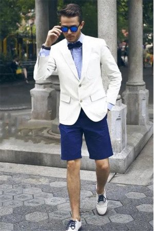 Jaden Summer Simple White Modern Men Suit with Short Pants Jaden Summer Simple White Modern Men Suit with Short Pants