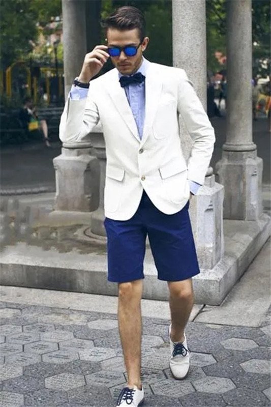 Jaden Summer Simple White Modern Men Suit with Short Pants