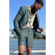 Carson Dark Green Two Pieces Summer Men Suit with Short Pants Carson Dark Green Two Pieces Summer Men Suit with Short Pants