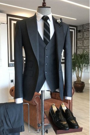 Aidan Bespoke Three Pieces Dark Gray Formal Business Men Suit