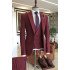 Trendy  Burgundy Three-Pieces Peaked Lapel Best Fitted Business Men Suits