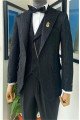 Jacob Fashion Black Peaked Lapel Three Pieces Slim Fit Men Suits