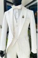 Gabriel White Jacquard Notched Lapel Slim Fit Men Suits for Wedding