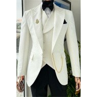 Brandon New Arrival White Peaked Lapel Bespoke Wedding Men Suits