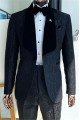 Angel Black One Button Shawl Lapel Chic Jacquard Men Suits