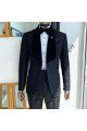 Angel Black One Button Shawl Lapel Chic Jacquard Men Suits