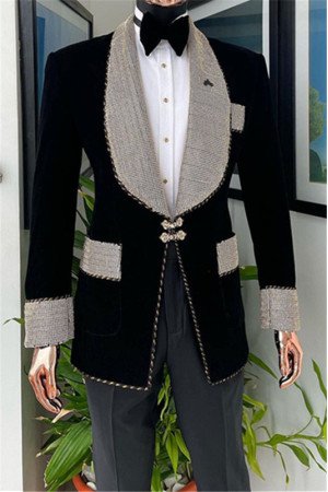Aiden Black Velvet Shawl Lapel Best Fitted Fashion Wedding Men Suits Aiden Black Velvet Shawl Lapel Best Fitted Fashion Wedding Men Suits