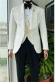 Logan Modern White Three Pieces Shawl Lapel Jacquard Wedding Men Suits