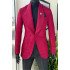 John Stylish Red Shawl Lapel Jacquard One Button Wedding Men Suits