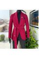 John Stylish Red Shawl Lapel Jacquard One Button Wedding Men Suits