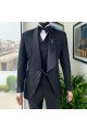 Nathan Black Chic Jacquard Three Pieces Bespoke Wedding Men Suits
