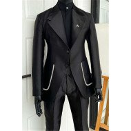 Elijah Modern Black Notched Lapel Close Fitting Men Suits Elijah Modern Black Notched Lapel Close Fitting Men Suits