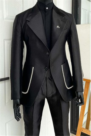 Elijah Modern Black Notched Lapel Close Fitting Men Suits Elijah Modern Black Notched Lapel Close Fitting Men Suits