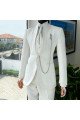 Jonathan New Arrival Slim Fit White Jacquard Wedding Men Suits with 3-Pieces