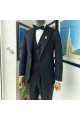 Jacob Fashion Black Peaked Lapel Three Pieces Slim Fit Men Suits