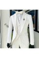 Gabriel White Jacquard Notched Lapel Slim Fit Men Suits for Wedding