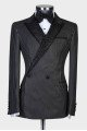 Riley New Arrival Black Striped Doule Breasted Peaked Lapel Men Suits