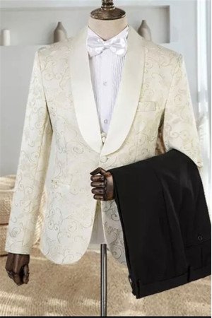 Timothy Off White Shawl Lapel One Button Bespoke Jacquard Wedding Men Suits Timothy Off White Shawl Lapel One Button Bespoke Jacquard Wedding Men Suits