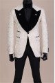 Devin Modern White Jacquard Slim Fit Peaked Lapel Wedding Men Suits