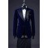 Bryce Dark Blue Velvet Slim Fit Velvet Peaked Lapel Men Suits