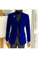 Blake Fashion Royal Blue Shawl Lapel Velvet Three Pieces Wedding Men Suit