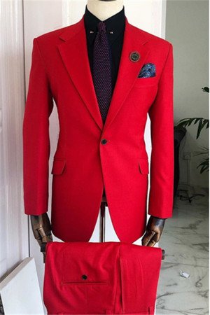 John Hot Red One Button Best Fitted Slim Fit Chic Men Suits