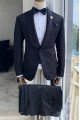 Trendy Black Jacquard Shawl Lapel Slim Fit Bespoke Wedding Men Suits