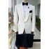 Trendy White Jacquard Shawl Lapel Slim Fit Bespoke Wedding Men Suits
