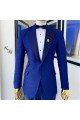 Colton Royal Blue Jacquard Peaked Lapel One Button Men Suits