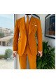 Kaden Orange Peaked Lapel Corduroy Peaked Lapel Men Suits