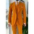 Kaden Orange Peaked Lapel Corduroy Peaked Lapel Men Suits