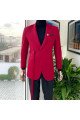 Miguel Red Peaked Lapel Bespoke Slim Fit Men Suit with Side Belt