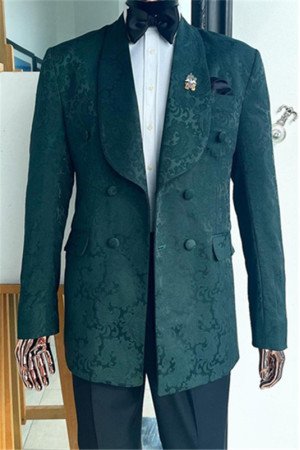 Antonio Cool Dark Green Shawl Lapel Jacquard Fashion Men Suits Antonio Cool Dark Green Shawl Lapel Jacquard Fashion Men Suits