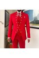 Parker Hot Red Jacquard New Arrival Three Pieces Men Suits