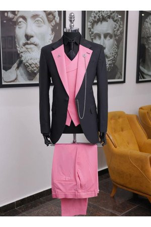 Carson Newest Black Three Pieces Notched Lapel Bespoke Men Suits Carson Newest Black Three Pieces Notched Lapel Bespoke Men Suits