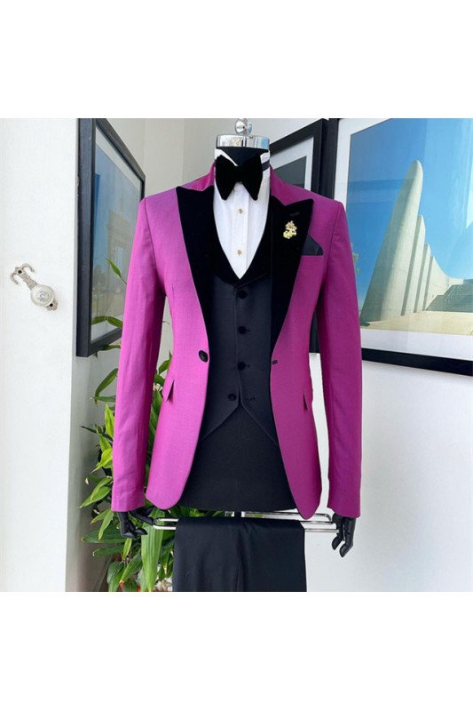 Steven Purple Three Pieces Fashion Peaked Lapel Best Fitted Men Suits