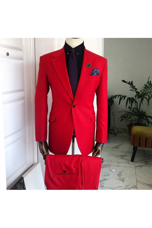 John Hot Red One Button Best Fitted Slim Fit Chic Men Suits