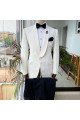 Trendy White Jacquard Shawl Lapel Slim Fit Bespoke Wedding Men Suits