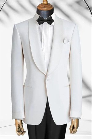 Brandon White Simple Shawl Lapel Two Pieces One Buttons Men Suits